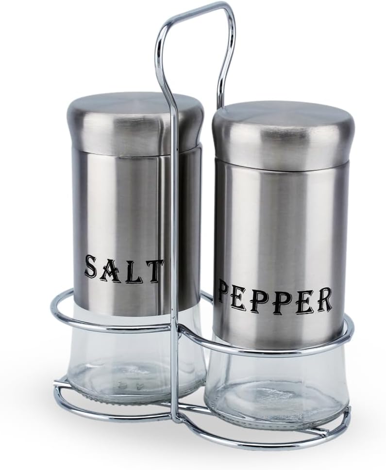 Cuisine Art طقم ملح وفلفل من كوزين آرت زجاج صودا لايم، 150 مل، 2 قطعة، فضي - Image 2